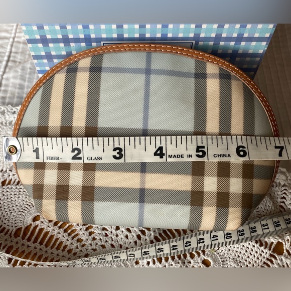 BURBERRY Blue NOVA CHECK POUCH💙Excellent Condition🔥Made in Italy🇮🇹 7”x 5”!🔥 - Picture 10 of 11
